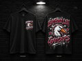 Baytown Lee High School Star Graphic black T-shirt mockup showing the front chest print and large back graphic, with unprinted sleeves.