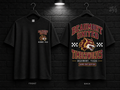 Beaumont United High School Checkerboard black T-shirt mockup showing the front chest print and large back graphic, with unprinted sleeves.