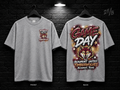 Beaumont United High School Game Day Graffiti heather gray T-shirt mockup showing the front chest print and large back graphic, with unprinted sleeves.