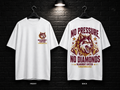 Beaumont United High School No Pressure No Diamonds white T-shirt mockup showing the front chest print and large back graphic, with unprinted sleeves.