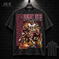 Beaumont United High School Timberwolves Football Legacy washed black T-shirt mockup with plain back view.