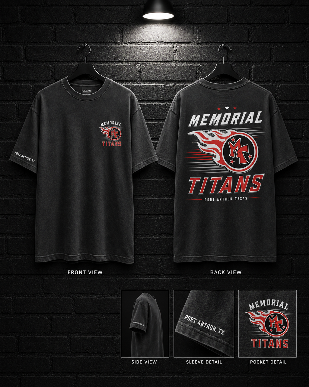 Memorial Titans Classic Stack Tee — alternate mockup view
