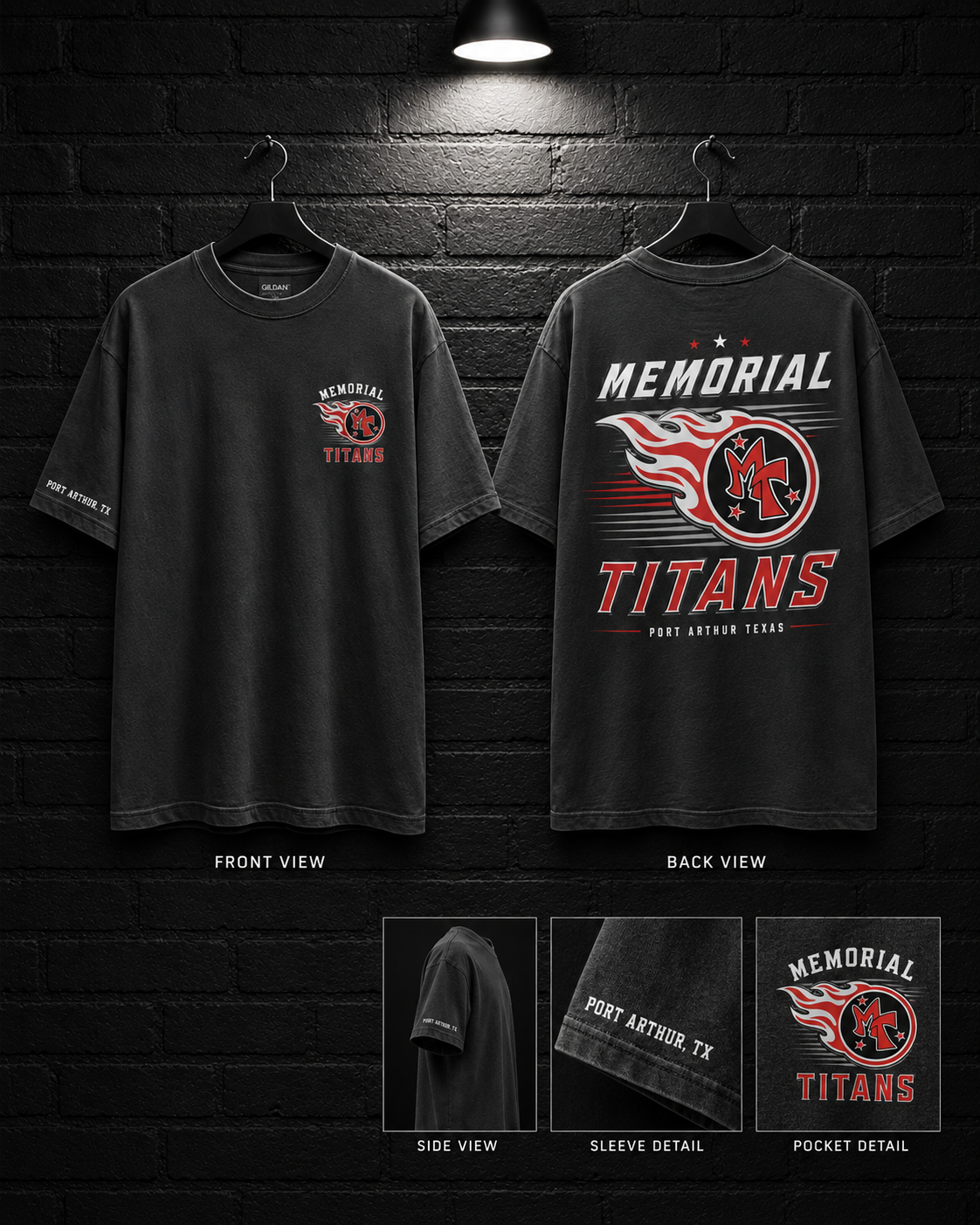 Memorial Titans Classic Stack Tee — alternate mockup view