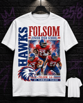 Folsom Junior High Hawks football collage white tee 25/8 mockup
