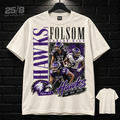 Folsom Junior High Hawks Football Legacy cream T-shirt mockup with plain back view.