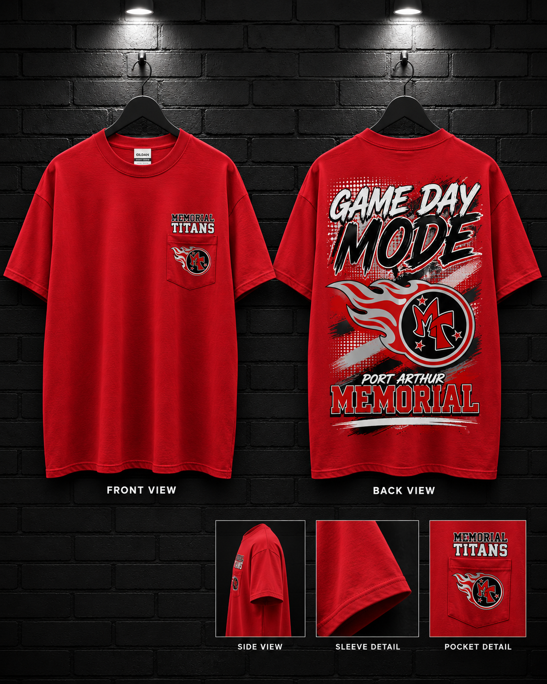 Memorial Titans Game Day Mode Red Tee — alternate mockup view