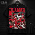 Lamar University Cardinals Football Legacy black T-shirt mockup with plain back view.