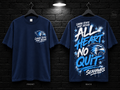 Lamar State College Port Arthur All Heart No Quit navy T-shirt mockup showing the front chest print and large back graphic, with unprinted sleeves.