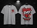 Lamar University Game Day Graffiti heather gray T-shirt mockup showing the front chest print and large back graphic, with unprinted sleeves.
