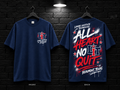 Lamar Institute of Technology All Heart No Quit navy T-shirt mockup showing the front chest print and large back graphic, with unprinted sleeves.