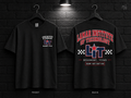 Lamar Institute of Technology Checkerboard black T-shirt mockup showing the front chest print and large back graphic, with unprinted sleeves.