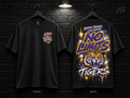 Louisiana State University No Limits black T-shirt mockup showing the front chest print and large back graphic, with unprinted sleeves.