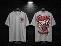 Memorial Titans Game Day Graffiti Tee — front and back mockup with blank sleeves