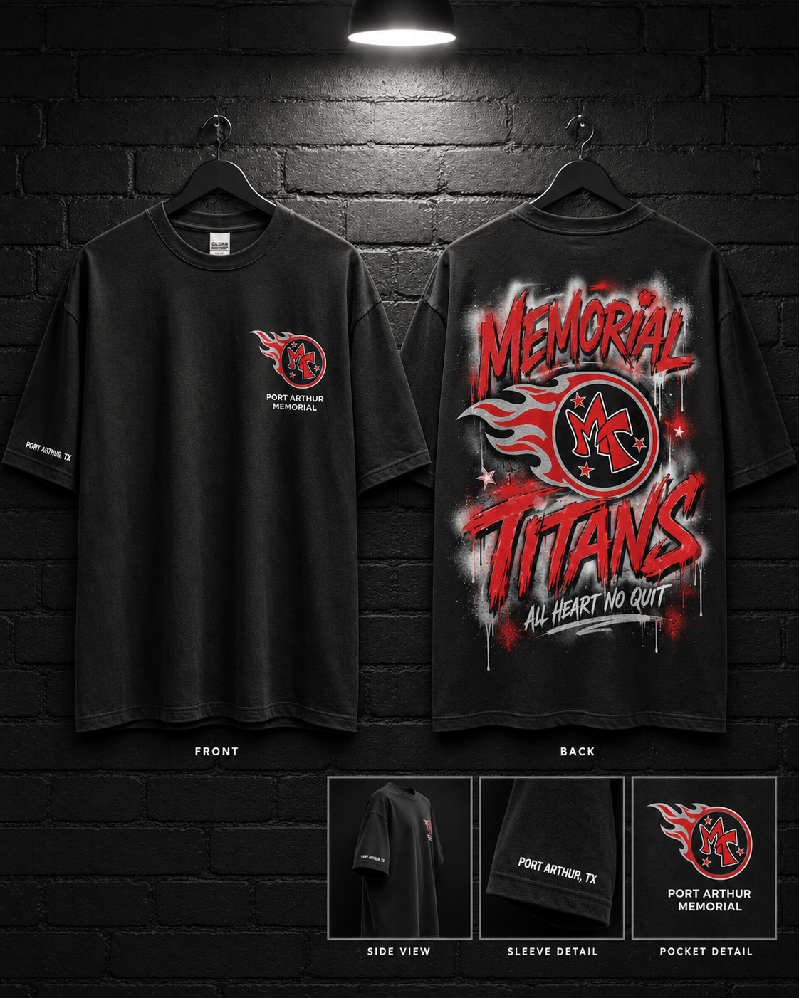 Memorial Titans Red Script Tee — alternate mockup view
