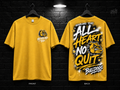 Nederland High School All Heart No Quit gold T-shirt mockup showing the front chest print and large back graphic, with unprinted sleeves.