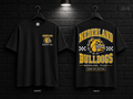Nederland High School Checkerboard black T-shirt mockup showing the front chest print and large back graphic, with unprinted sleeves.