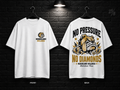 Nederland High School No Pressure No Diamonds white T-shirt mockup showing the front chest print and large back graphic, with unprinted sleeves.
