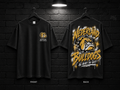 Nederland High School School Script black T-shirt mockup showing the front chest print and large back graphic, with unprinted sleeves.