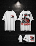 Memorial Titans No Pressure No Diamonds Tee mockup in white, showing small chest graphic and large back graphic.