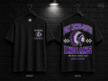 Port Neches-Groves High School Checkerboard black T-shirt mockup showing the front chest print and large back graphic, with unprinted sleeves.