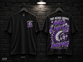 Port Neches-Groves High School No Limits black T-shirt mockup showing the front chest print and large back graphic, with unprinted sleeves.