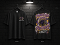 Prairie View A&M University School Script black T-shirt mockup showing the front chest print and large back graphic, with unprinted sleeves.