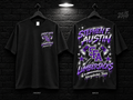 Stephen F. Austin State University Star Graphic black T-shirt mockup showing the front chest print and large back graphic, with unprinted sleeves.