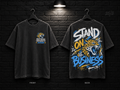Southern University Stand on Business washed charcoal T-shirt mockup showing the front chest print and large back graphic, with unprinted sleeves.