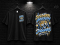 Southern University Star Graphic black T-shirt mockup showing the front chest print and large back graphic, with unprinted sleeves.