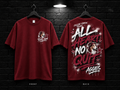 Texas A&M University All Heart No Quit Aggie maroon T-shirt mockup showing the front chest print and large back graphic, with unprinted sleeves.