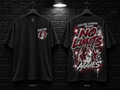Texas A&M University No Limits black T-shirt mockup showing the front chest print and large back graphic, with unprinted sleeves.