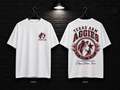 Texas A&M University Round Crest white T-shirt mockup showing the front chest print and large back graphic, with unprinted sleeves.