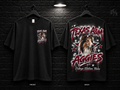 Texas A&M University Star Graphic black T-shirt mockup showing the front chest print and large back graphic, with unprinted sleeves.