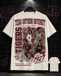 Texas Southern University Tigers basketball collage natural tee 25/8 mockup