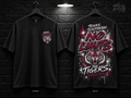 Texas Southern University No Limits black T-shirt mockup showing the front chest print and large back graphic, with unprinted sleeves.
