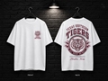 Texas Southern University Round Crest white T-shirt mockup showing the front chest print and large back graphic, with unprinted sleeves.