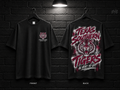 Texas Southern University School Script black T-shirt mockup showing the front chest print and large back graphic, with unprinted sleeves.