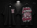 Texas Southern University Star Graphic black T-shirt mockup showing the front chest print and large back graphic, with unprinted sleeves.