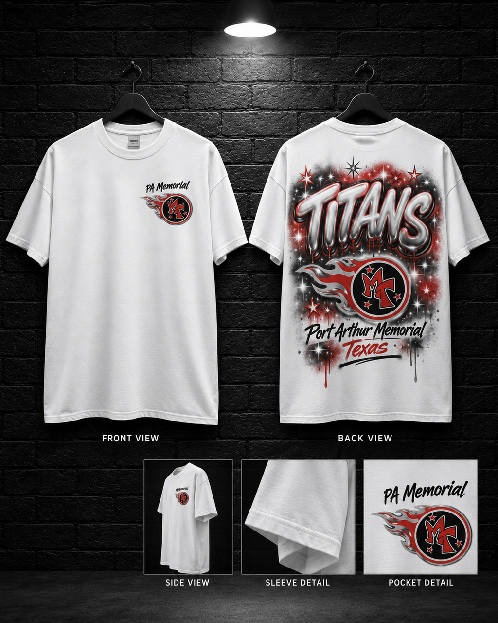 Port Arthur Memorial Titans Star Script Tee — alternate mockup view