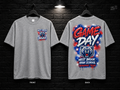 West Brook High School Game Day Graffiti heather gray T-shirt mockup showing the front chest print and large back graphic, with unprinted sleeves.