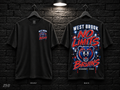 West Brook High School No Limits black T-shirt mockup showing the front chest print and large back graphic, with unprinted sleeves.