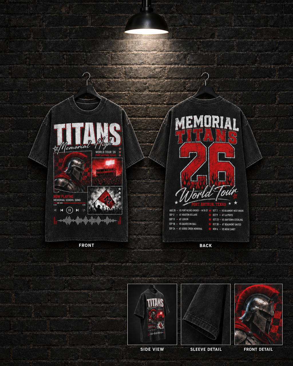 Memorial Titans 26 World Tour Helmet Tee — alternate mockup view