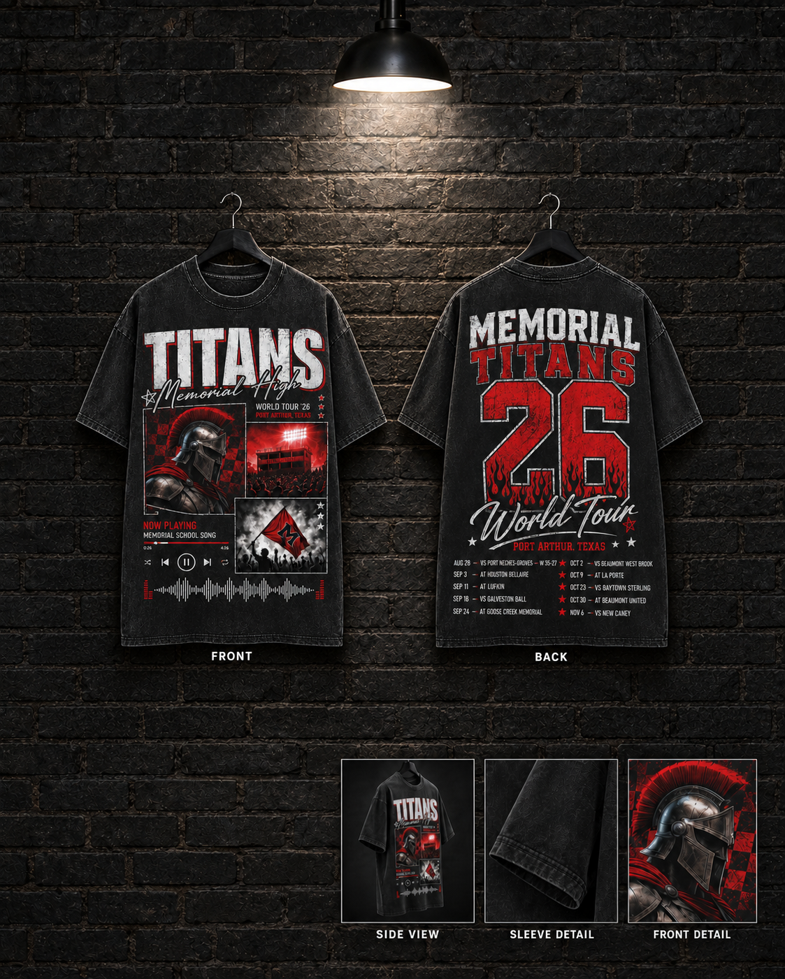 Memorial Titans 26 World Tour Helmet Tee — alternate mockup view