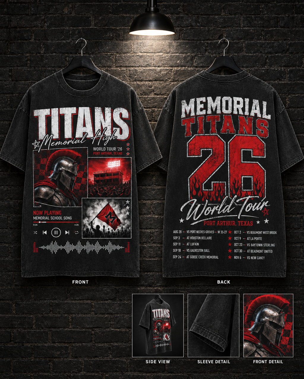 Memorial Titans 26 World Tour Helmet Tee — alternate mockup view