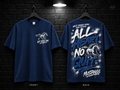 West Orange-Stark High School All Heart No Quit navy T-shirt mockup showing the front chest print and large back graphic, with unprinted sleeves.