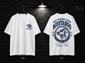 West Orange-Stark High School Round Crest white T-shirt mockup showing the front chest print and large back graphic, with unprinted sleeves.