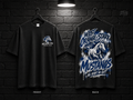 West Orange-Stark High School School Script black T-shirt mockup showing the front chest print and large back graphic, with unprinted sleeves.