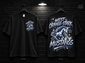 West Orange-Stark High School Star Graphic black T-shirt mockup showing the front chest print and large back graphic, with unprinted sleeves.